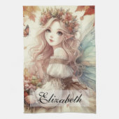 Herfst Fairy met herfstbladeren Theedoek (Verticaal)