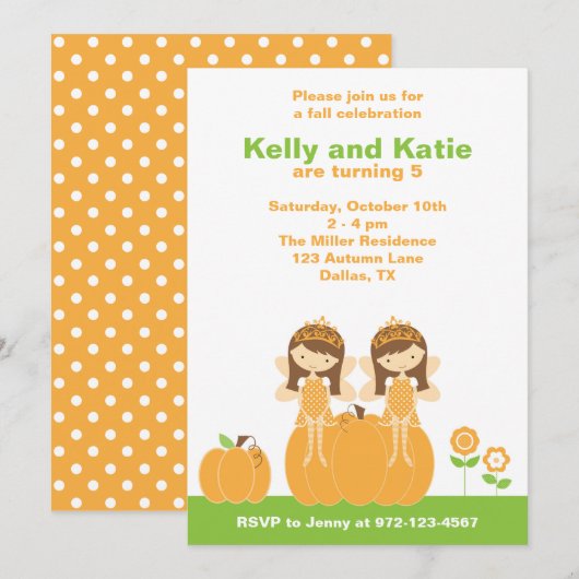 Herfst Fairy Princess-uitnodigingen Kaart (Voorkant / Achterkant)