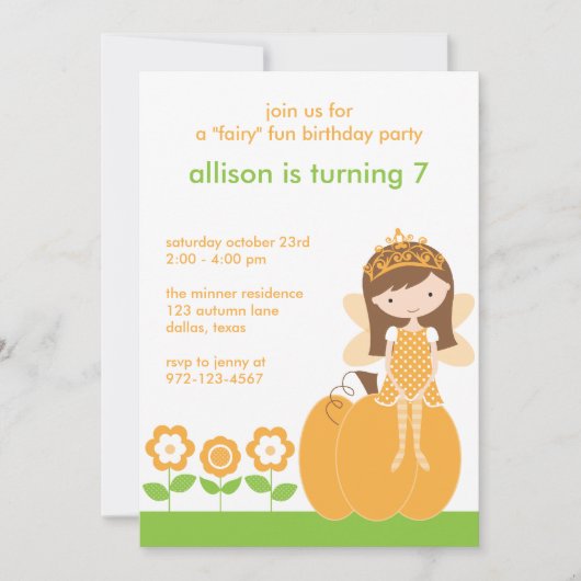 Herfst Fairy Princess-uitnodigingen Kaart (Voorkant)