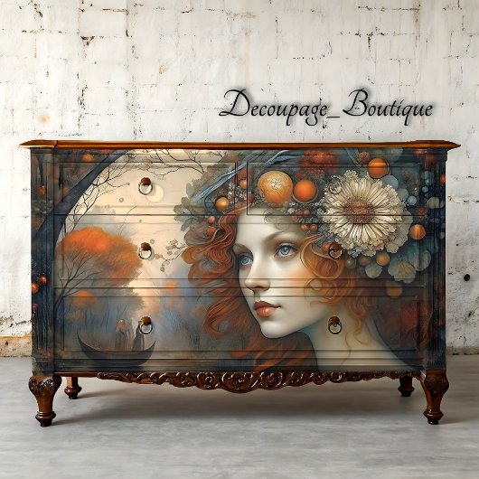 Herfst Fairy Queen River Fantasy Decoupage Tissuepapier