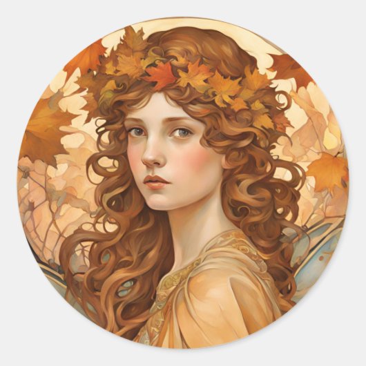 Herfst Fairy ronde sticker (Voorkant)