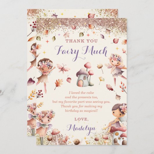 Herfst Fairy Verjaardag Dank u kaart (Voorkant / Achterkant)