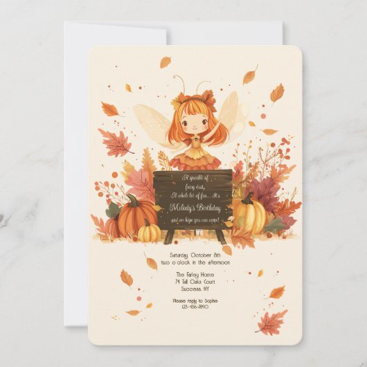 Herfst Fairy verjaardagsfeestje Kaart (Voorkant)