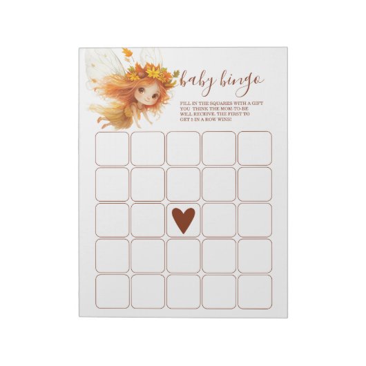 Herfst Fairy Woodland Baby Bingo Notitieblok (Linkerzijde)