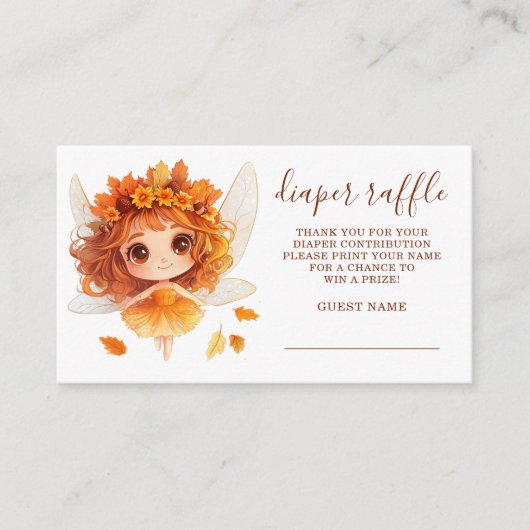 Herfst Fairy Woodland Luier Raffle Informatiekaartje (Voorkant)