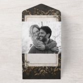 Herfst Fairytale Bronze Botanische lekkages bruilo All In One Uitnodiging (Buitenkant)