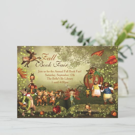 Herfst Fairytale uitnodiging (Staand voorkant)