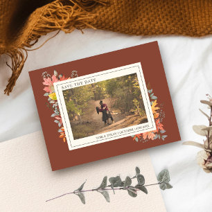 herfst fall Leaves Terracotta Wedding Foto Save The Date