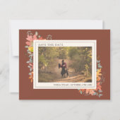 herfst fall Leaves Terracotta Wedding Foto Save The Date (Voorkant)