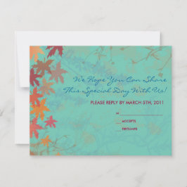 herfst Falling Leaves Bat Mitzvah REPLY CARD RSVP Kaartje