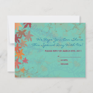 herfst Falling Leaves Bat Mitzvah REPLY CARD RSVP Kaartje