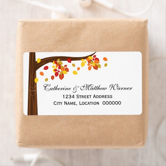Herfst Falling Leaves Etiket (Insitu)