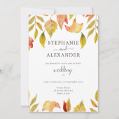 Herfst Falling Leaves Wedding QR Code Kaart (Voorkant)