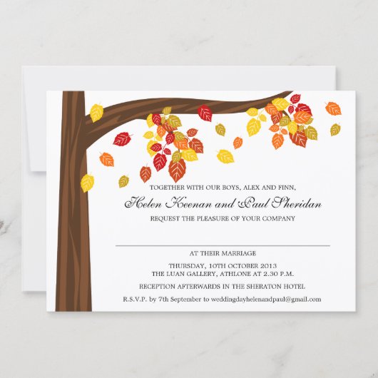 Herfst Falling Leaves Wedding V3 Kaart (Voorkant)