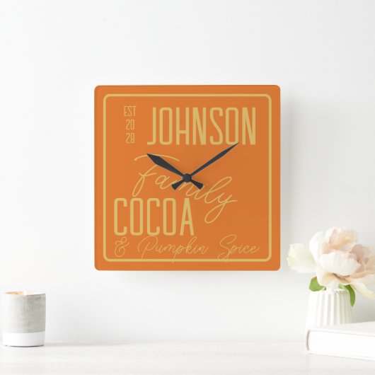 Herfst Familie Keuken Pompoen Ruimte Vierkante Klok (Huis)