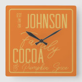 Herfst Familie Keuken Pompoen Ruimte Vierkante Klok (Voorkant)