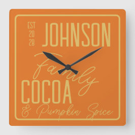 Herfst Familie Keuken Pompoen Ruimte Vierkante Klok