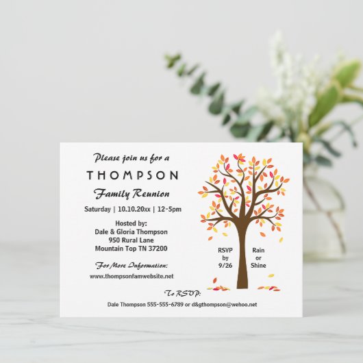 Herfst familiereünie, feest of evenement kaart (Staand voorkant)