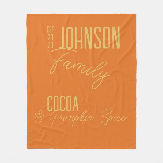 Herfst Family Pumpkin Spice Sinaasappel Fleece Deken (Voorkant)