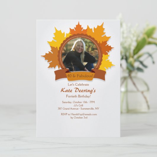 Herfst Fancy Fotouitnodiging Kaart (Staand voorkant)