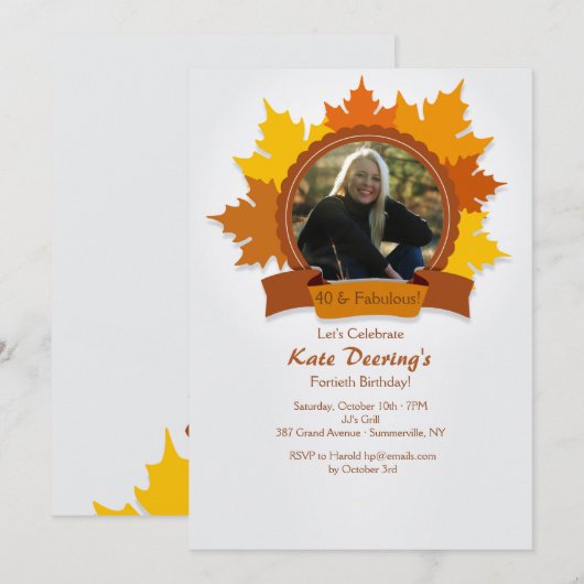 Herfst Fancy Fotouitnodiging Kaart (Voorkant / Achterkant)