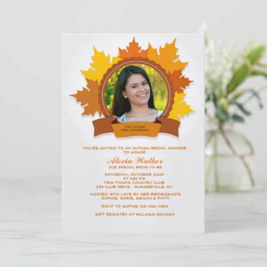 Herfst Fancy Fotouitnodiging Kaart (Staand voorkant)