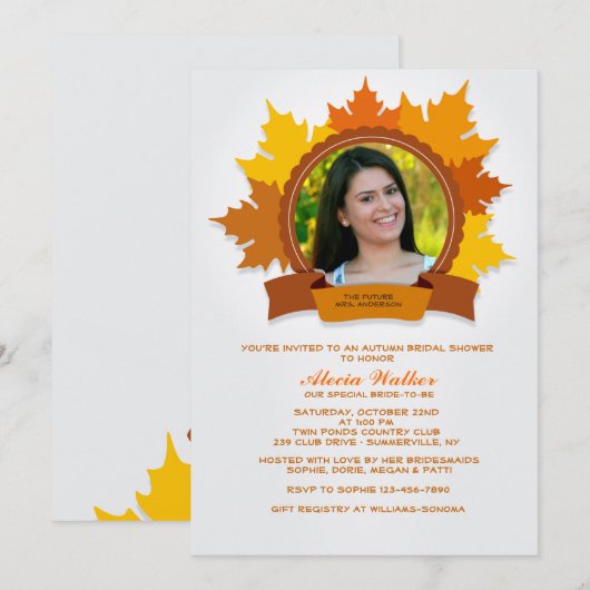 Herfst Fancy Fotouitnodiging Kaart (Voorkant / Achterkant)