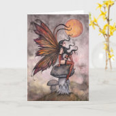 Herfst Fantasie Feeën Wenskaart Kaart (Gele Bloem)