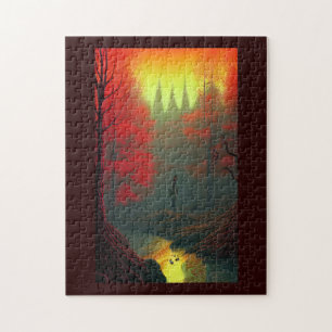 Herfst fantasiewereld zwaard in bodemvuur legpuzzel