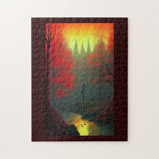 Herfst fantasiewereld zwaard in bodemvuur legpuzzel (Verticaal)