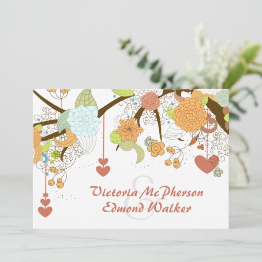 Herfst Fantasy Floral Wedding Invitation Kaart (Staand voorkant)