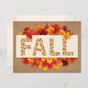 Herfst Farmhouse Colorful Autumn Leaves on Burlap Briefkaart