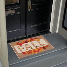 Herfst Farmhouse Colorful Autumn Leaves on Burlap Deurmat