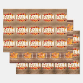 Herfst Farmhouse Colorful Autumn Leaves on Burlap Inpakpapier Vel