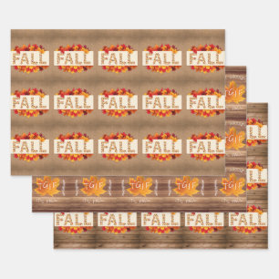 Herfst Farmhouse Colorful Autumn Leaves on Burlap Inpakpapier Vel