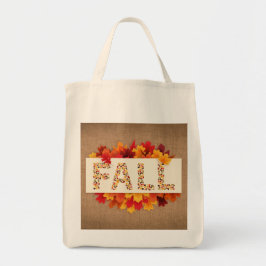 Herfst Farmhouse Colorful Autumn Leaves on Burlap Tote Bag