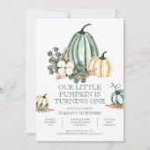 Herfst Farmhouse Pumpkin 1e verjaardag Kaart (Voorkant)