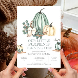 Herfst Farmhouse Pumpkin 1e verjaardag Kaart