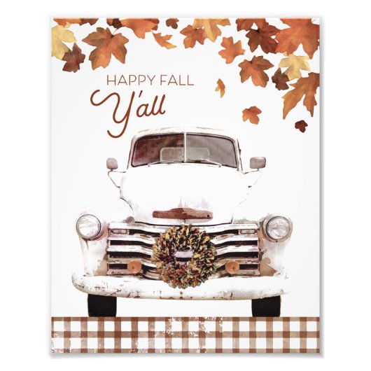 Herfst Farmhouse Truck Photo Print Foto Afdruk (Voorkant)