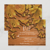 Herfst Faux Gold Leaf Art Elegant Autumn RSVP Kaartje (Voorkant / Achterkant)