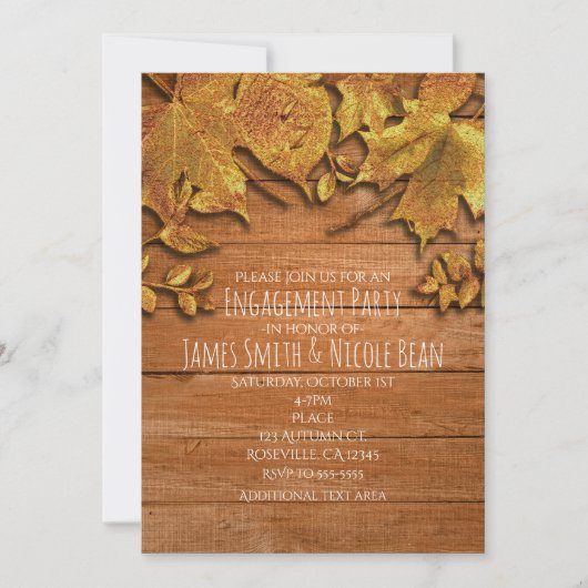 Herfst Faux Gold Leaf Art Elegant Autumn Uitnodigi Kaart (Voorkant)