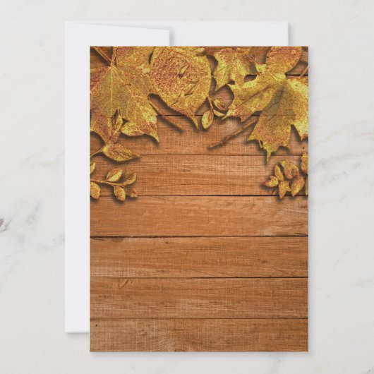Herfst Faux Gold Leaf Art Elegant Autumn Uitnodigi Kaart (Achterkant)