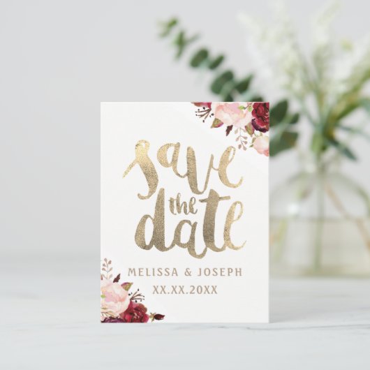 herfst FAUX goudfolie met uitzondering van de datu Aankondigingskaart (Staand voorkant)