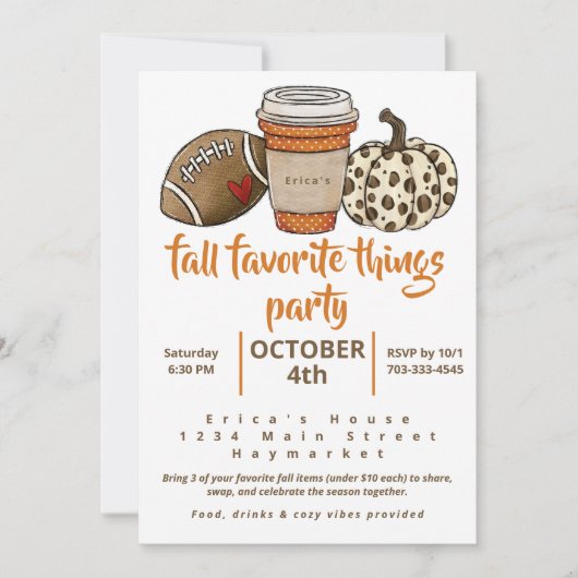 Herfst Favoriete Dingen Party Football Latte Pompo (Voorkant)