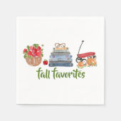 Herfst Favorieten Appels Boeken Red Wagon Pompoene Servet (Voorkant)