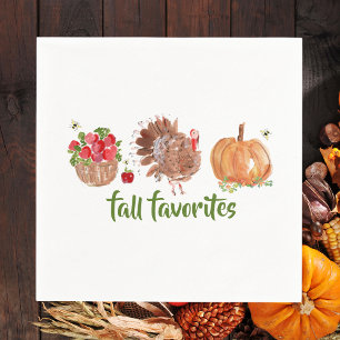 Herfst Favorieten Waterverf Appels Turkije Pompoen Servet