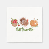 Herfst Favorieten Waterverf Appels Turkije Pompoen Servet (Voorkant)
