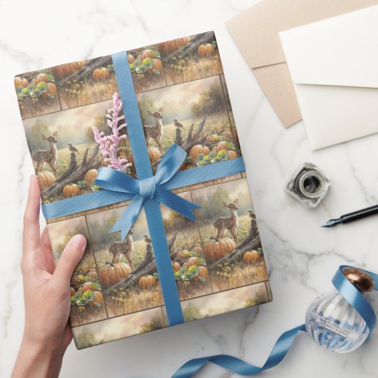 Herfst Fawn In Een Pompoen Patch Cadeaupapier (Geschenken)