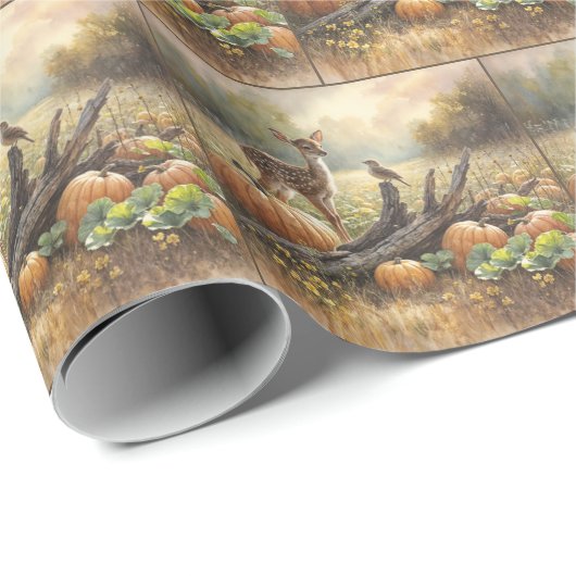 Herfst Fawn In Een Pompoen Patch Cadeaupapier (Rol Hoek)