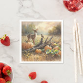 Herfst Fawn In Een Pompoen Patch Servet (Insitu)